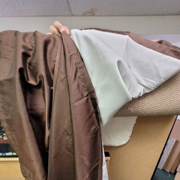 2 Brand New PERI Brown 24W x 84L Pinch Pleat Silk-like Feel Curtains - Picture 3 of 4